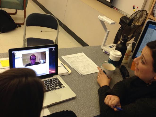 Mrs. Rose and  students in Journalism class Skype with Mr. Tow after Fletchers interview. 