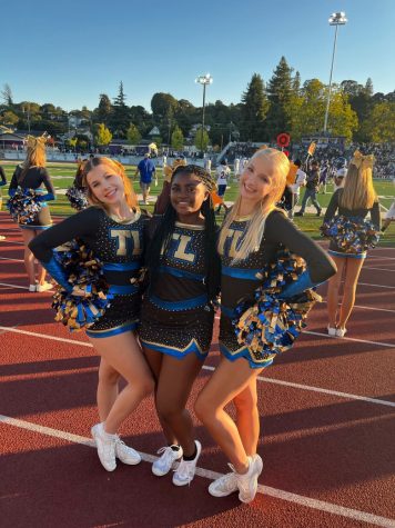 Terra Linda Cheer Team, from left to right: Scarlett Maguire, Layla Harris, and Emma Pearson.